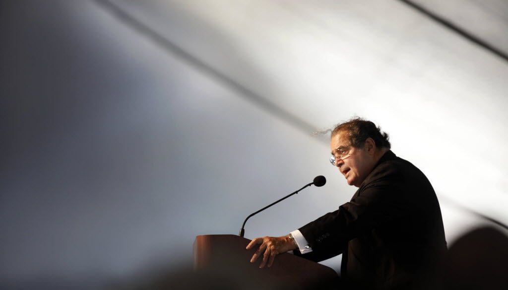 The late U.S. Supreme Court Justice Antonin Scalia, speaking here at Marquette University in Milwaukee in 2010, wrote a landmark decision on the Second Amendment in 2008. (Milwaukee Journal Sentinel photo)