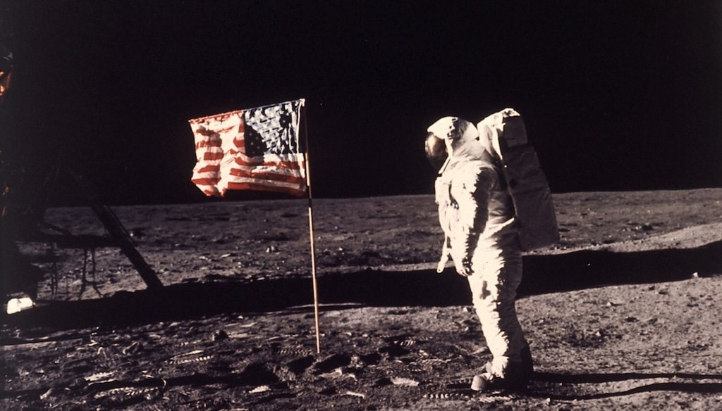 In this image provided by NASA, astronaut Buzz Aldrin poses for a photograph beside the U.S. flag deployed on the moon during the Apollo 11 mission on July 20, 1969. (AP)