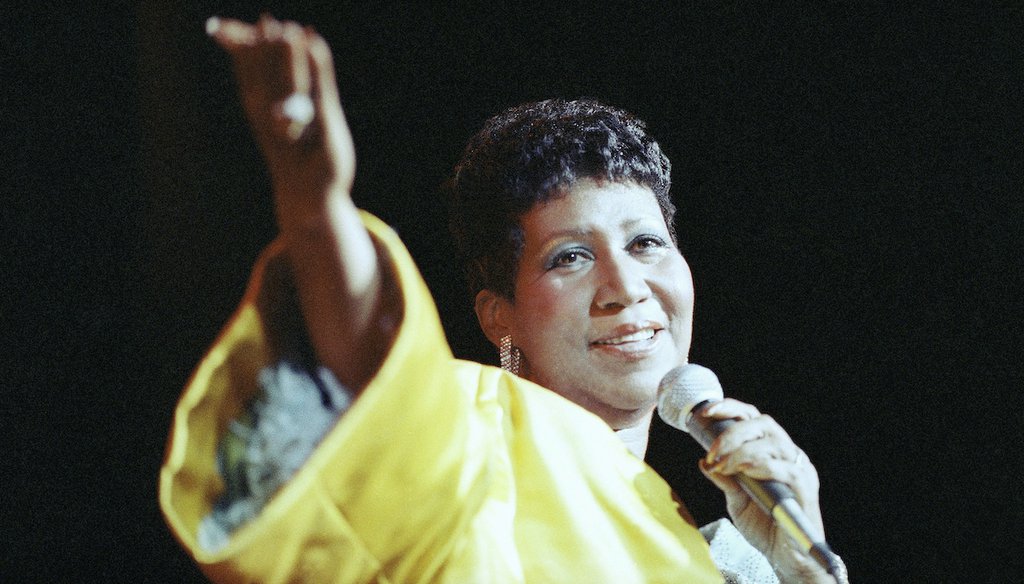 Entertainer Aretha Franklin performs at New York's Radio City Music Hall, July 6, 1989. (AP)
