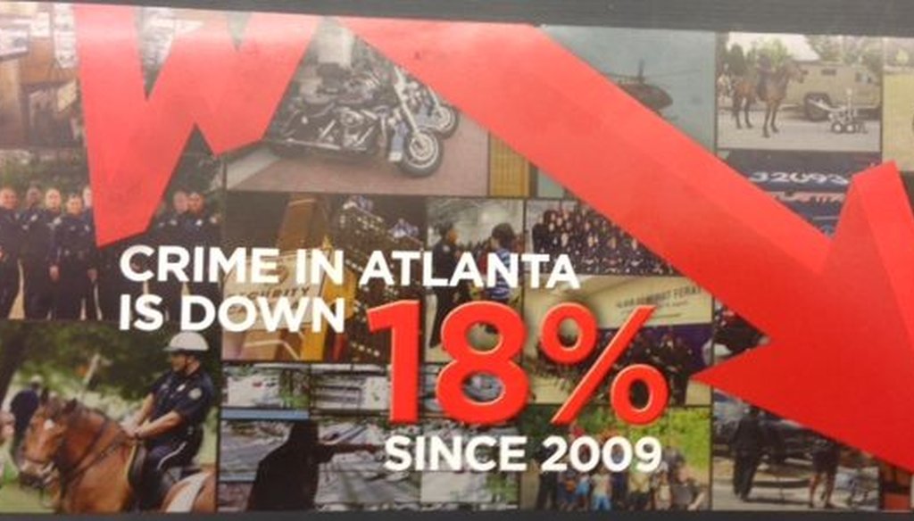 The Atlanta Police Foundation sent this flier touting what it said was an 18 percent drop in crime to its supporters as part of a fundraising effort.