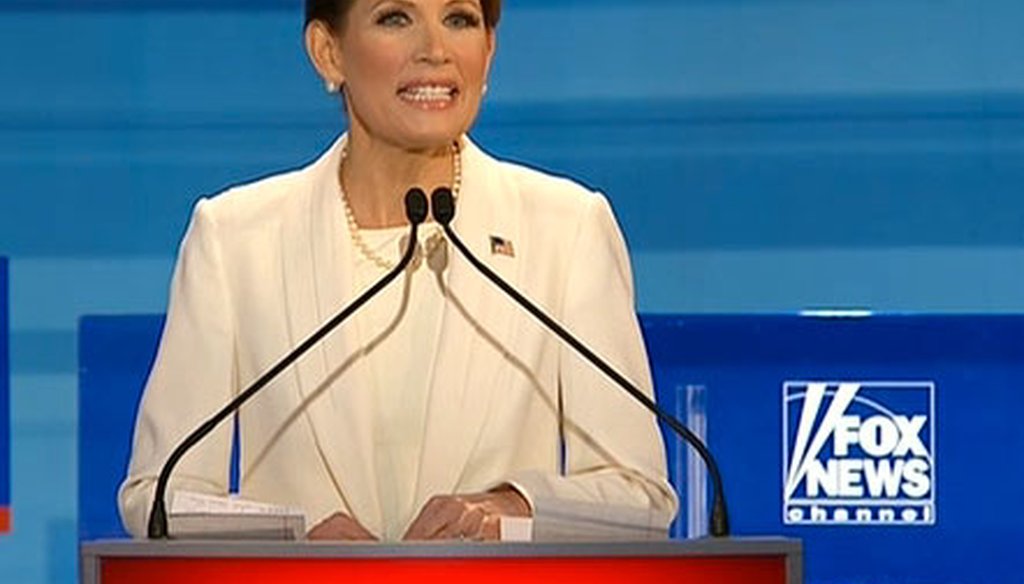 To defend allegations that she got facts wrong, Rep. Michele Bachmann cited PolitiFact's fact-checking from the last debate.