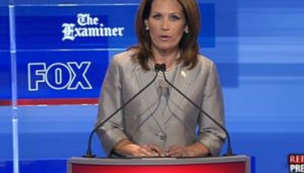Rep. Michele Bachmann, R-Minn., was one of eight candidates to participate in a presidential debate in Ames, Iowa, on Aug. 11, 2011.