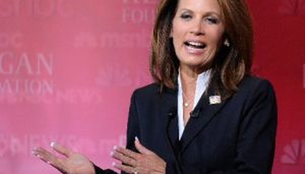 Republican presidential candidate Michele Bachmann takes part in a debate at the Ronald Reagan Presidential Library on Sept. 7, 2011.