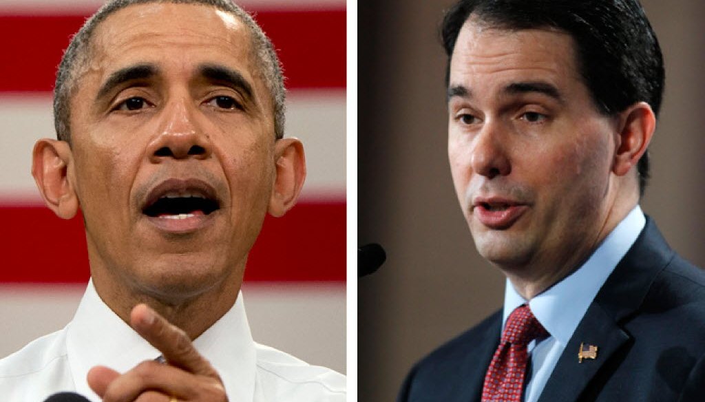 As president, Democrat Barack Obama (left) proposed a "full expansion" of Medicaid through his Affordable Care Act, offering states additional federal money. Gov. Scott Walker rejected the offer.
