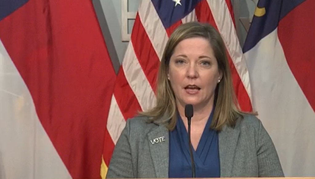 Karen Brinson Bell, executive director of the North Carolina State Board of Elections, speaks during a press briefing on Nov. 2, 2020. (WRAL screenshot)