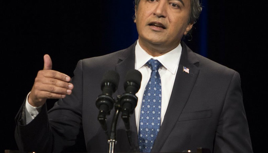Rep. Ami Bera speaks at the 7th Congressional District debate in Sacramento on Tuesday, Oct. 18, 2016. 