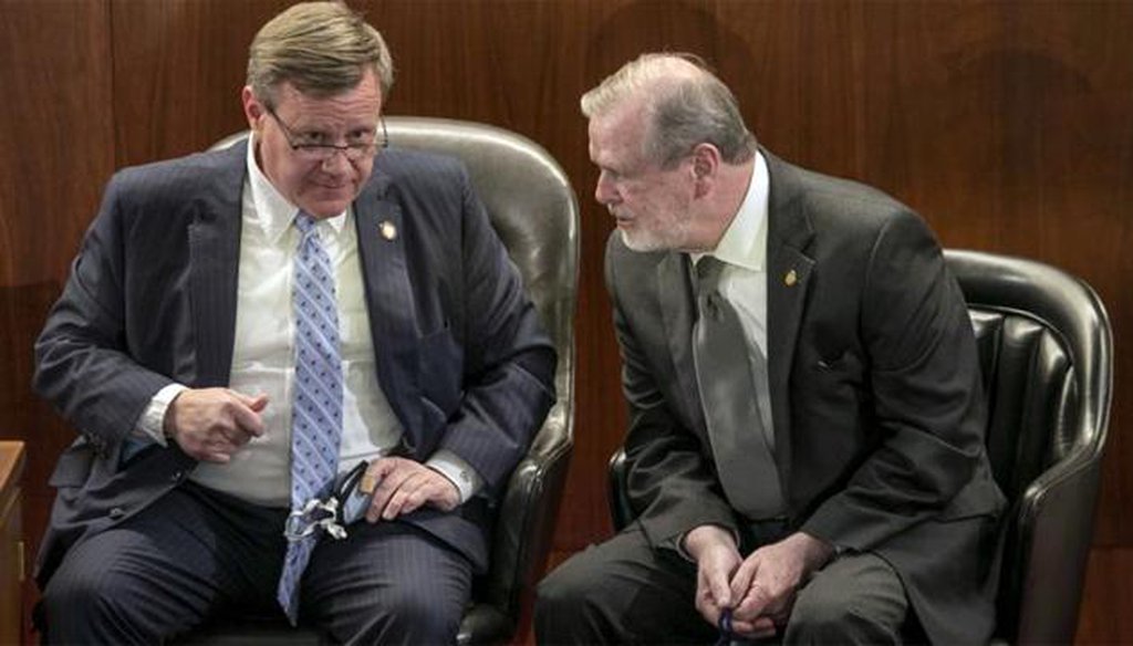N.C. House Speaker Tim Moore, left, and N.C. Senate President Pro Tem Phil Berger. (WRAL file photo)