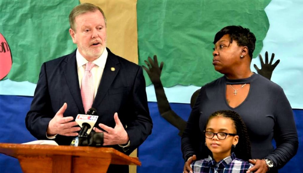 NC Senate Leader Phil Berger addresses the audience at The Male Leadership Academy of Charlotte in Charlotte, NC on Thursday, February 21, 2019 about the importance of people applying for the Opportunity Scholarship program. (McClatchy)