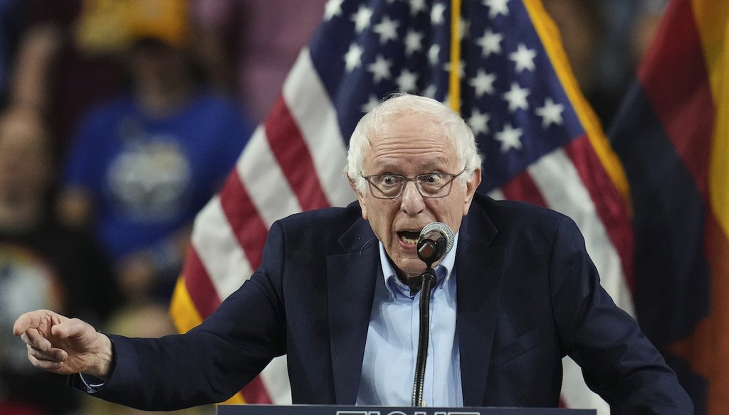 Sen. Bernie Sanders, I-Vt., speaks during a "Fighting Oligarchy" tour event at Arizona State University, March 20, 2025, in Tempe, Ariz. (AP)