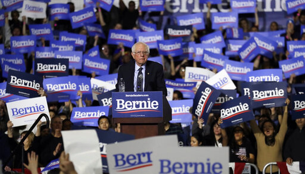 Sen. Bernie Sanders, I-Vt., looks around at his 2020 presidential campaign stop at Navy Pier in Chicago, Sunday, March 3, 2019. (AP)