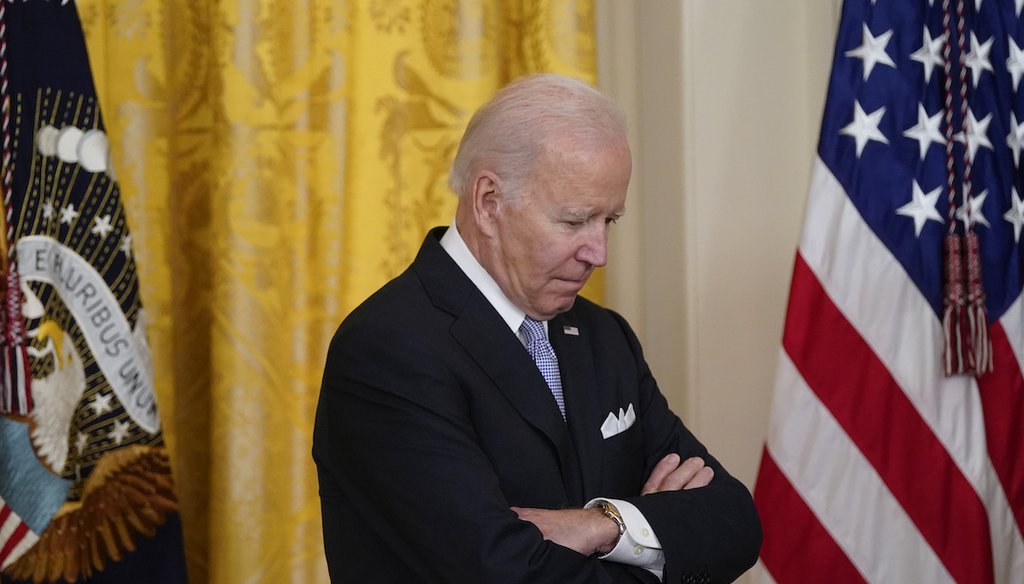 President Joe Biden waits to speak before he signs an executive order on policing the day after 19 children were killed in a Texas school shooting. (AP)