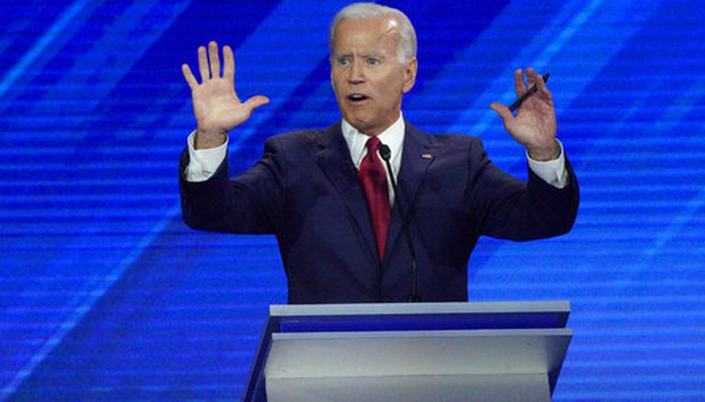 Democratic presidential candidate former Vice President Joe Biden answers a question Thursday, Sept. 12, 2019, during a Democratic presidential primary debate hosted by ABC at Texas Southern University in Houston. (AP)