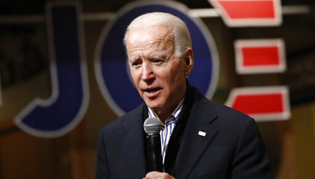 Democratic presidential candidate, former Vice President Joe Biden speaks during a campaign event, Friday, Jan. 3, 2020, in Independence, Iowa. (AP)