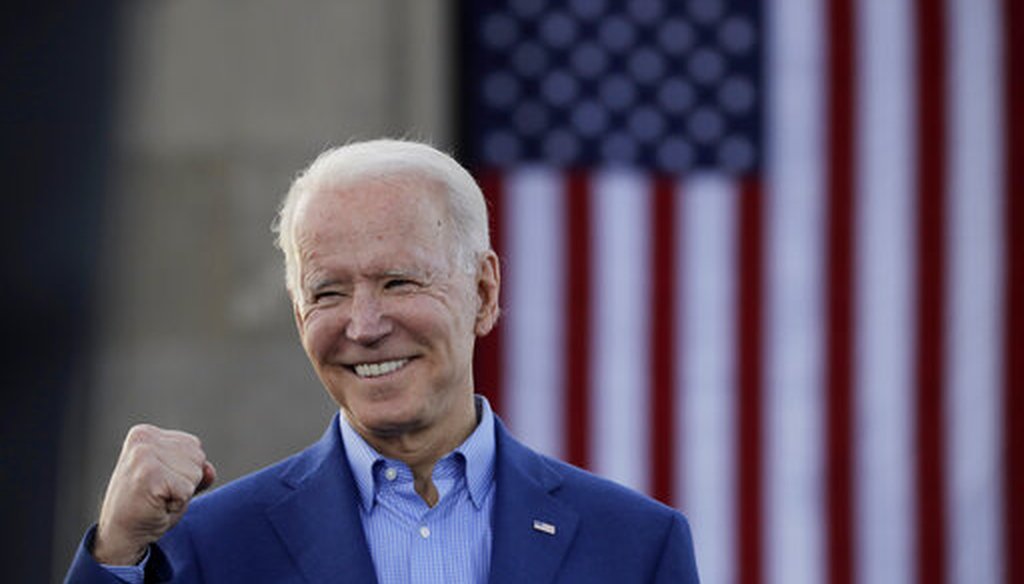 Democratic presidential candidate, former Vice President Joe Biden knowledges the crowd during a campaign rally Saturday, March 7, 2020, in Kansas City, Mo. (AP)