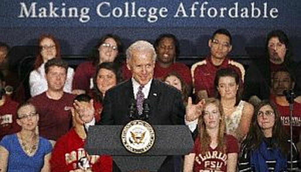Vice president Joe Biden talks to students at Florida State University in Tallahassee, Fla. 