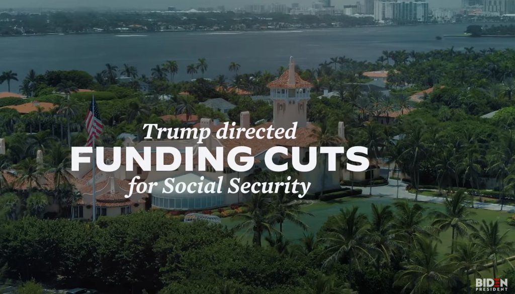 Former Vice President Joe Biden's TV ad in Florida attacks President Donald Trump's statements related to Social Security.