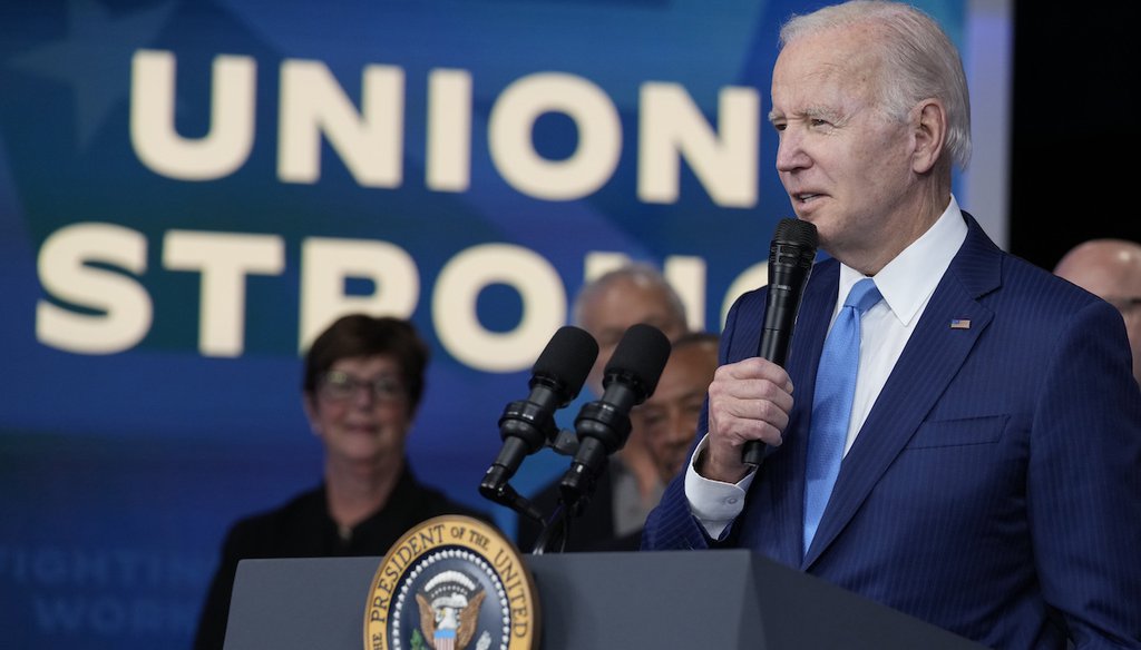 President Joe Biden speaks in the South Court Auditorium on the White House complex in Washington, Thursday, Dec. 8, 2022, about the infusion of nearly $36 billion to shore up a financially troubled union pension plan. (AP)