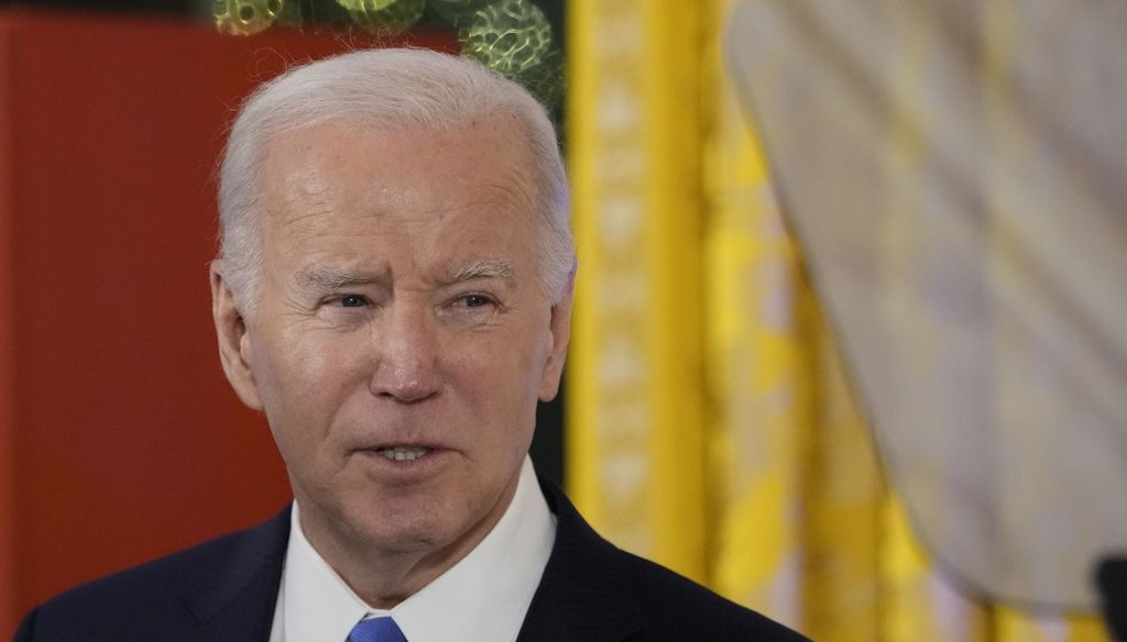 President Joe Biden speaks a Hanukkah reception at the White House on Dec. 11, 2023. (AP)