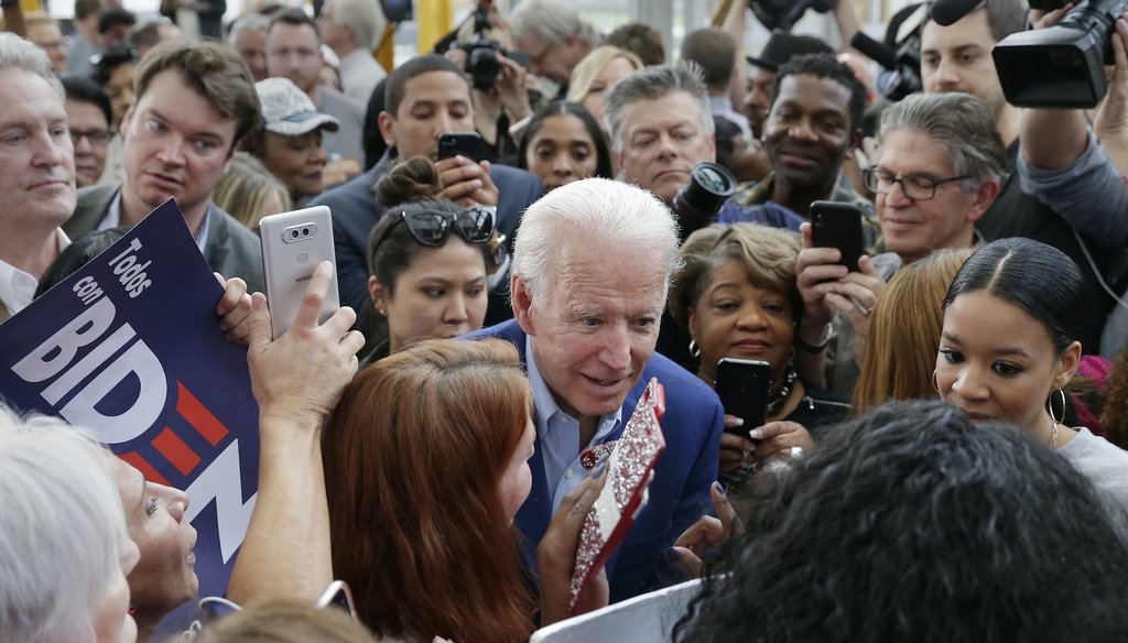 Joe Biden speaking with supporters at a campaign event at Texas Southern University in Houston, March 2, 2020 (AP)
