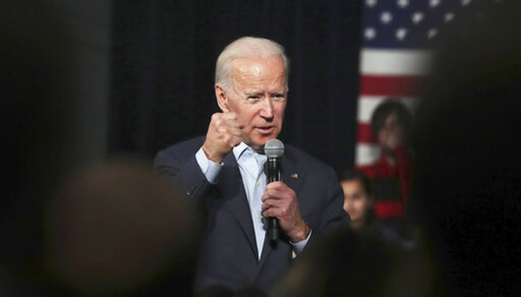 In this Monday, Dec. 30, 2019 file photo, Democratic presidential candidate former Vice President Joe Biden addresses a gathering during a campaign stop in Exeter, N.H. (AP)