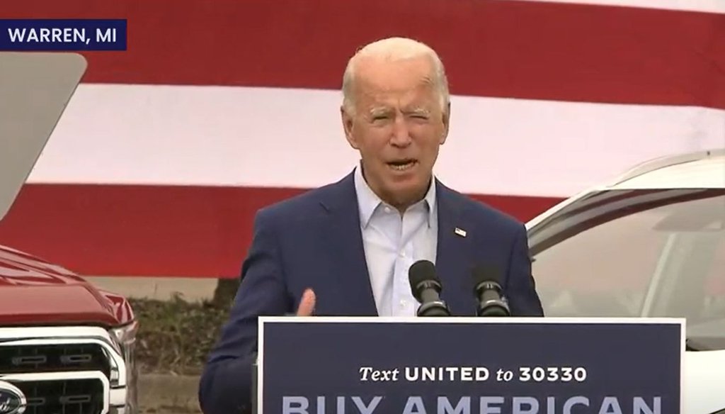 Joe Biden speaks in Warren, Mich., on Sept. 9, 2020. (Screenshot)
