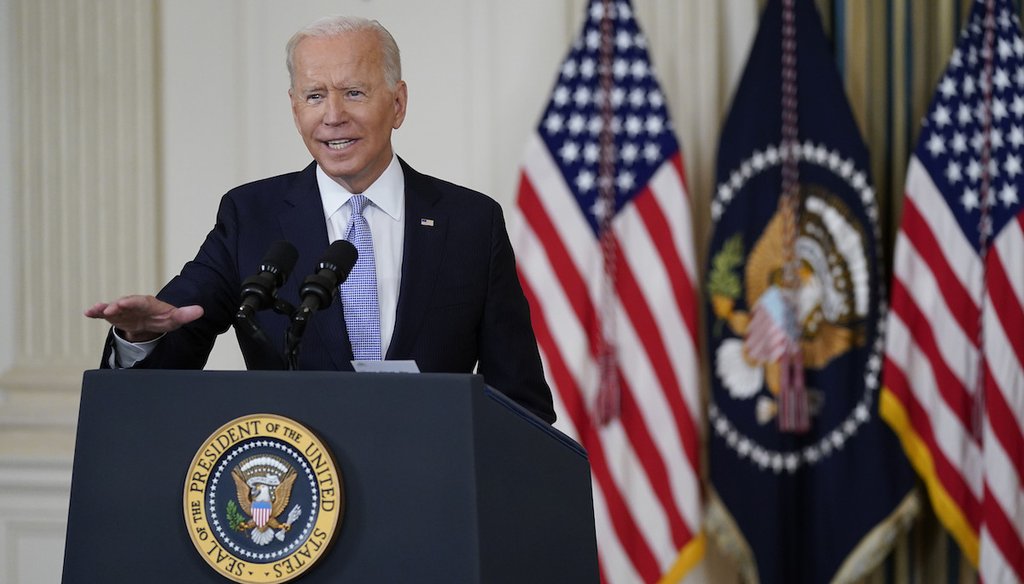 President Joe Biden speaks about the reconciliation bill at the White House. (AP Photo/Patrick Semansky)