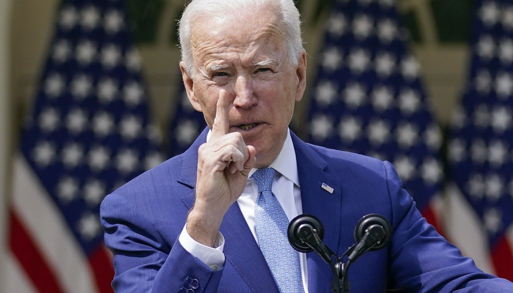 President Joe Biden gestures as he speaks about gun violence prevention in the Rose Garden at the White House, Thursday, April 8, 2021, in Washington. (AP)