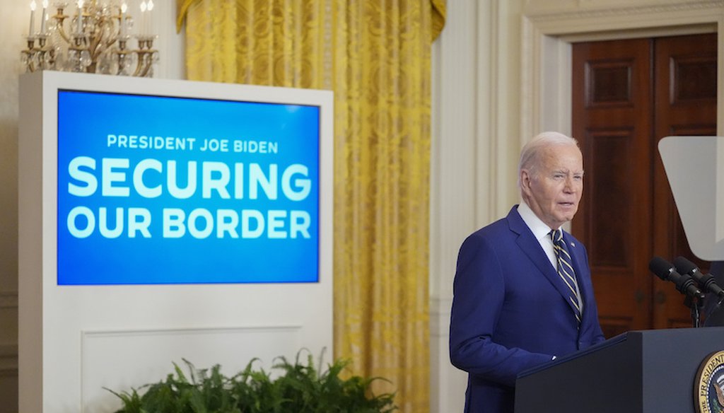 El presidente Joe Biden habla sobre una acción ejecutiva en el East Room de la Casa Blanca en Washington, el 4 de junio de 2024.