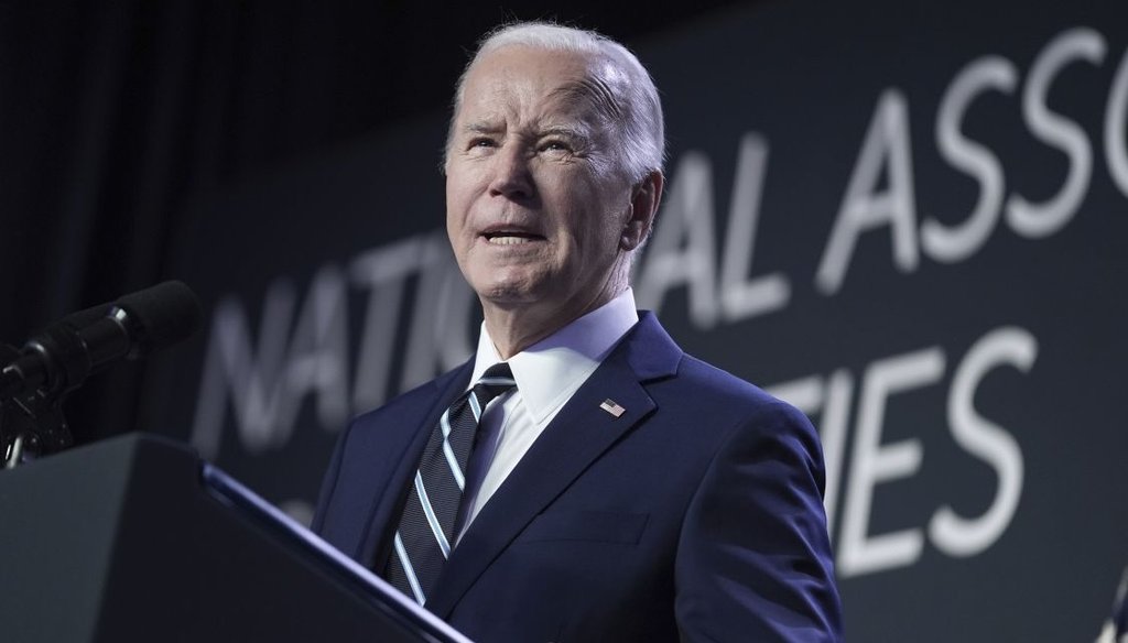 President Joe Biden speaks Feb. 12, 2024, to the National Association of Counties’ Legislative Conference in Washington. (AP)