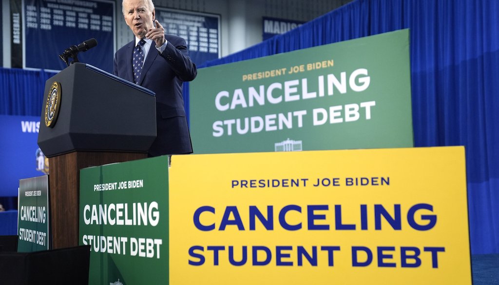 President Joe Biden delivers remarks on student loan debt at Madison College, April 8, 2024, in Madison, Wis. (AP)