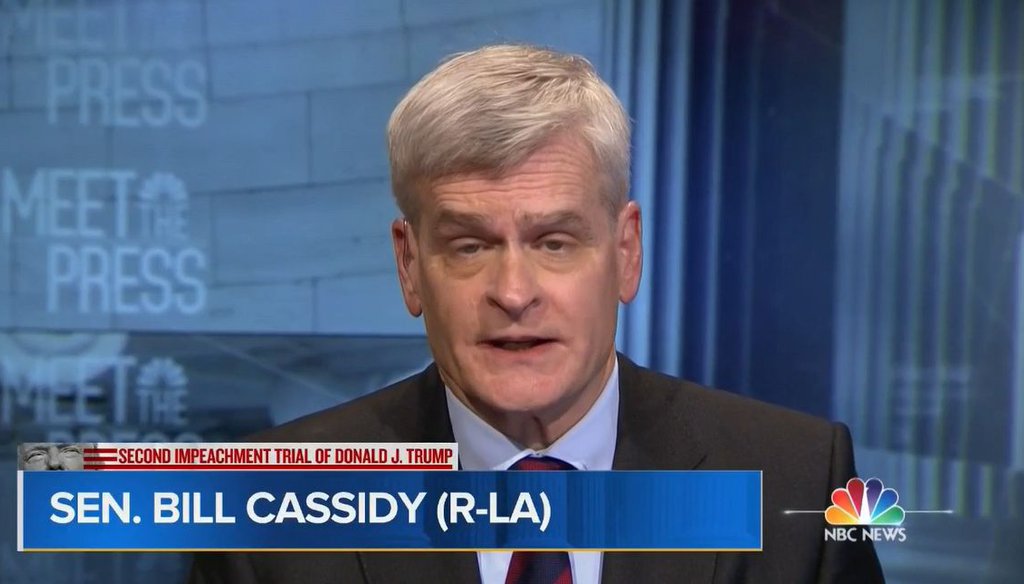 Sen. Bill Cassidy, R-La., appears on NBC's "Meet the Press" on Feb. 7, 2021.