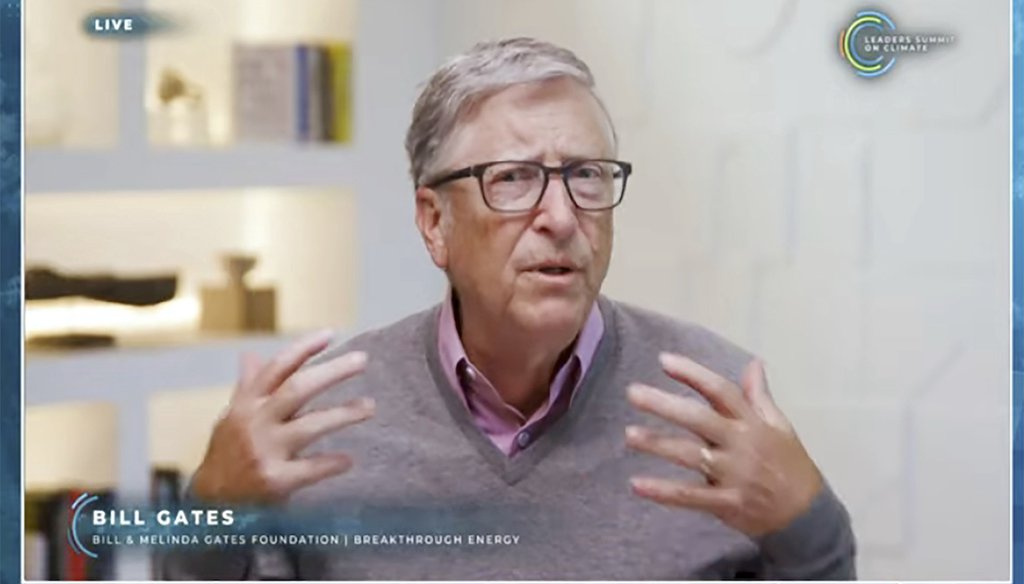 Bill Gates speaks during the White House Climate Leaders Summit, April 23, 2021 (AP)