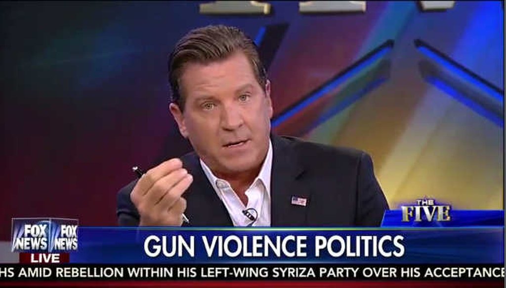 "The Five" co-host Eric Bolling tied stricter gun laws and more gun violence in other nations on Aug. 27. (Screenshot)