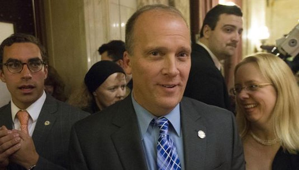 Wisconsin Attorney General Brad Schimel touted the state's law requiring a photo ID to vote in saying that you also need identification to buy beer. (Mark Hoffman/Milwaukee Journal Sentinel)