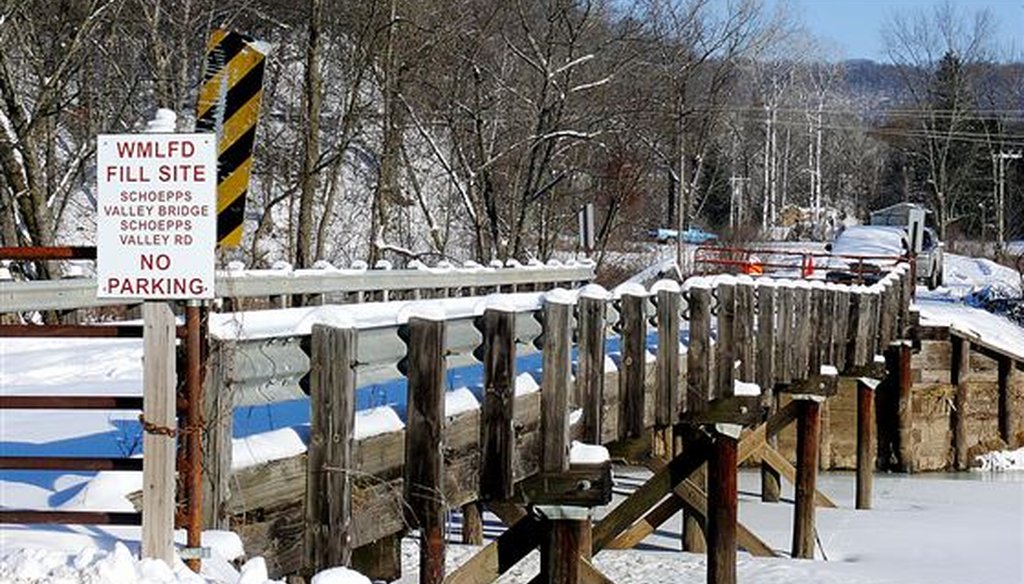 This bridge in rural Wisconsin has been closed to vehicle traffic since being damaged by flooding in August 2016. But it's still safe for pedestrians, including children catching a school bus. (Eau Claire Leader-Telegram)