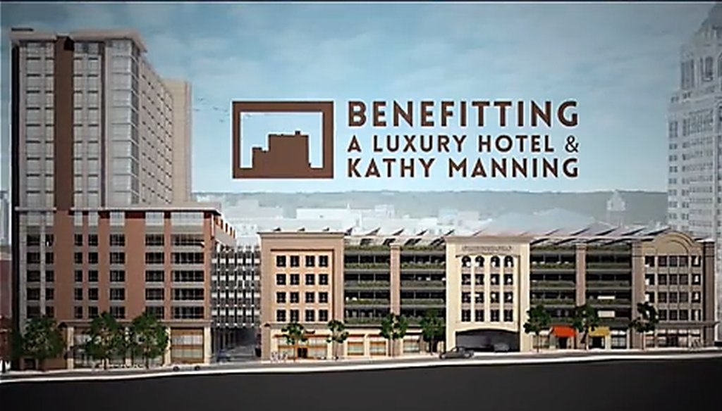 A screenshot of the ad by Republican Congressman Ted Budd against his Democratic opponent, Kathy Manning.