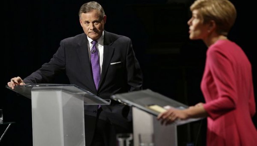 Sen. Richard Burr, R-N.C., listens to Democratic challenger Deborah Ross during a debate in Research Triangle Park, N.C., on Oct. 13, 2016. (AP/Gerry Broome, Pool) 