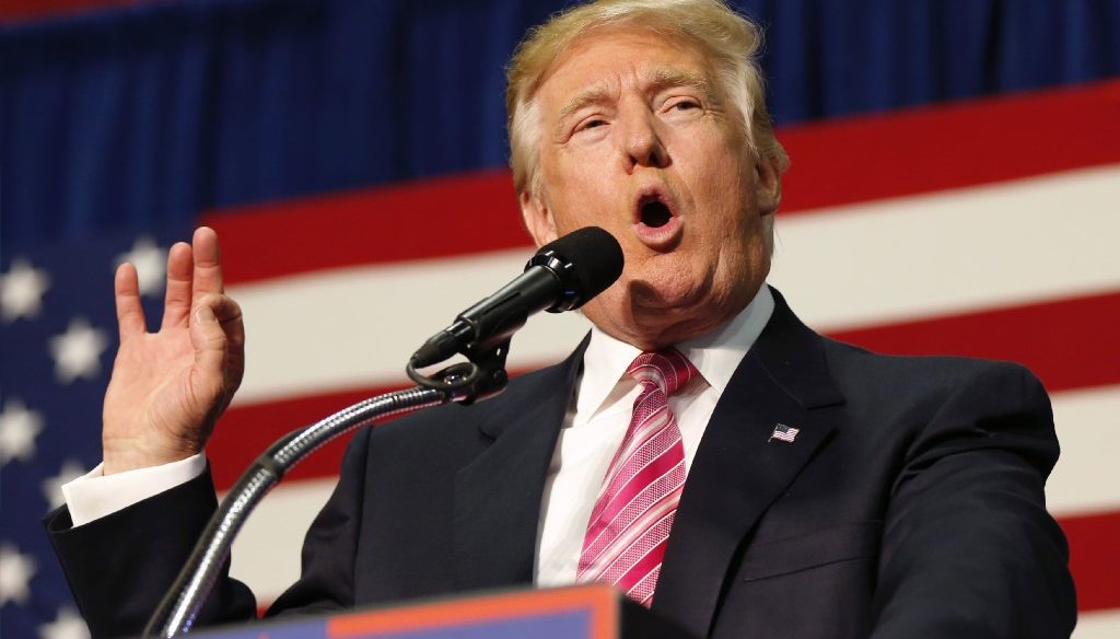 Donald Trump heaped criticism on Tim Kaine during an Aug. 20 rally in Fredericksburg, Va. (AP photo).