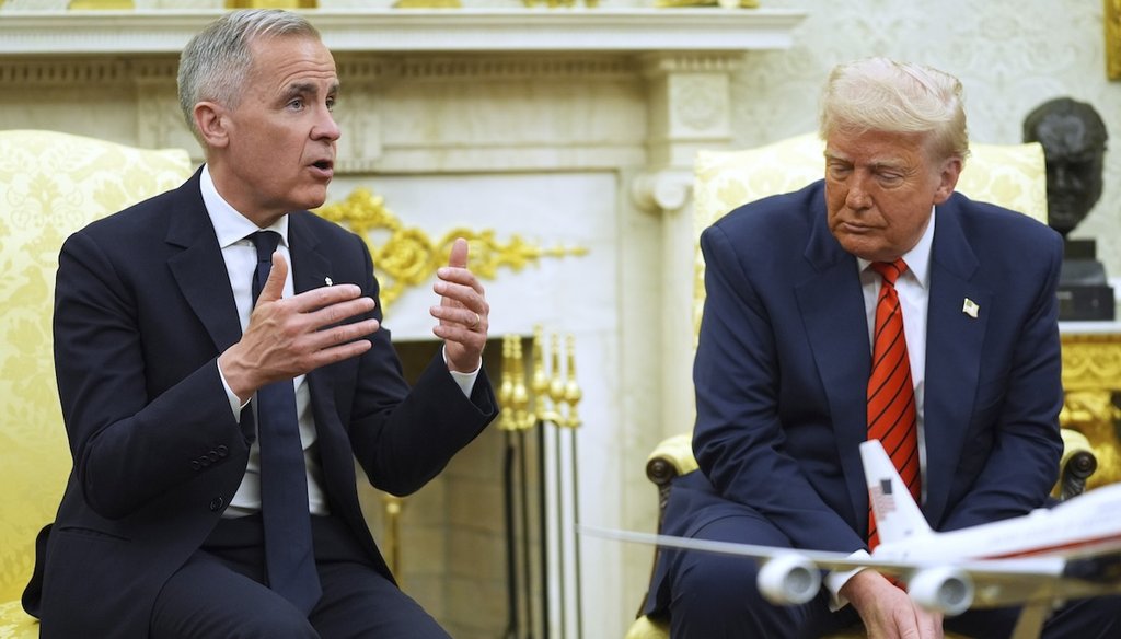 Canadian Prime Minister Mark Carney speaks during meeting with President Donald Trump in the Oval Office of the White House, May 6, 2025, in Washington. (AP)