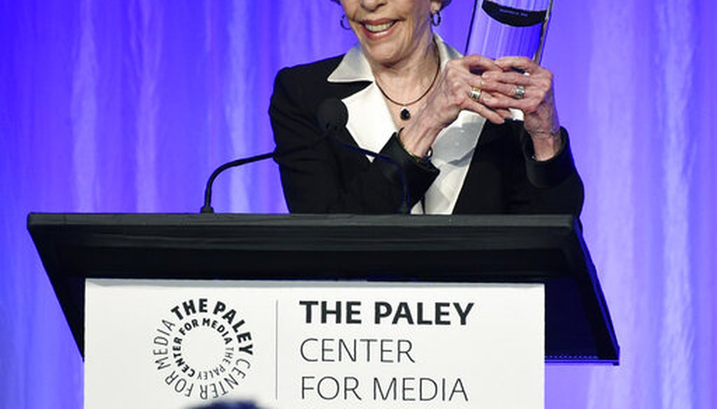 Honoree Carol Burnett accepts her award onstage at "The Paley Honors: A Special Tribute to Television's Comedy Legends" at the Beverly Wilshire Hotel, Thursday, Nov. 21, 2019, in Beverly Hills, Calif. (AP)