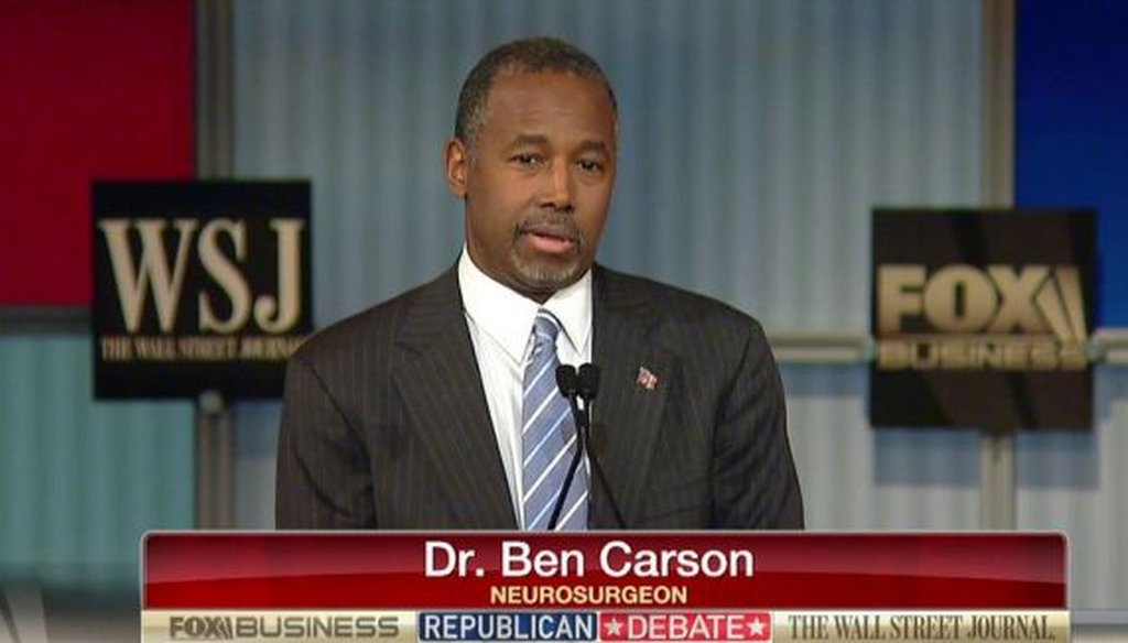 Republican presidential candidate Ben Carson was one of the main-debate participants in the Fox Business Network debate in Milwaukee.