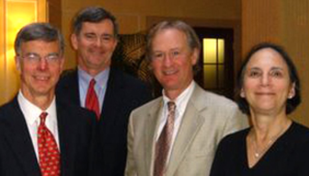 Then-U.S. Ambassador William Taylor,  Akhmetov lawyer Mark MacDougall,  Lincoln Chafee and Toby Trister Gati, former U.S. Assistant Secretary of State for Intelligence and Research, in Ukraine in 2007 / Photo courtesty Mark MacDougall