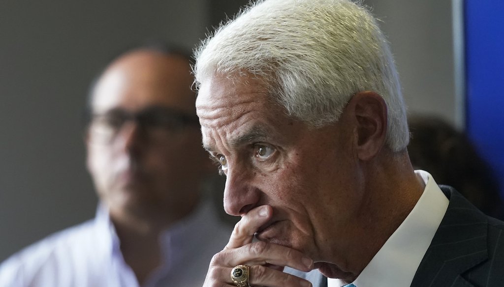 Charlie Crist, Democratic gubernatorial nominee, listens to questions during a news conference on Sept. 2, 2022, in Miami. (AP)