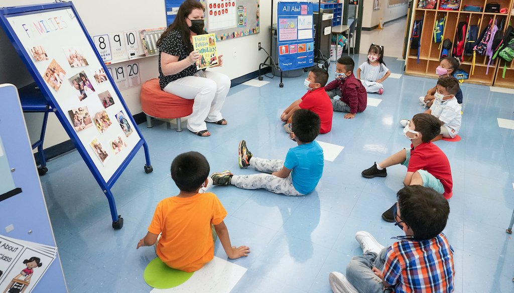 In this Sept. 16, 2021, file photo, a Pre-K teacher  instructs her students in a Palisades Park, New Jersey classroom. (AP)