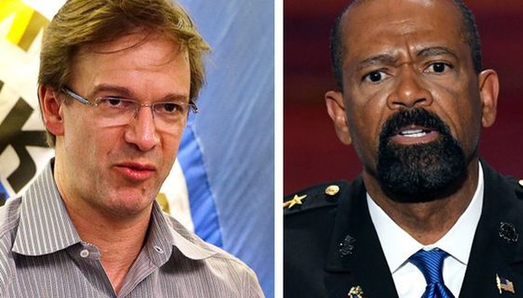 Milwaukee County Executive Chris Abele (left) and Milwaukee County Sheriff David A. Clarke Jr. have often clashed.