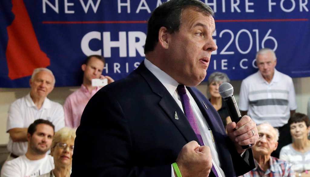 N.J. Gov. Chris Christie campaigns in New Hampshire, touting his record as governor (AP)