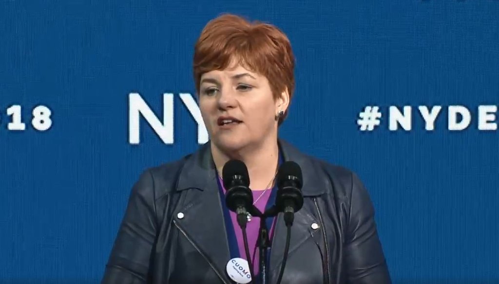 Christine Quinn, the vice chairperson of the state Democratic party, claimed New York state has the second highest tax on the wealthy in the country. (Courtesy: NYS Democratic Party livestream)