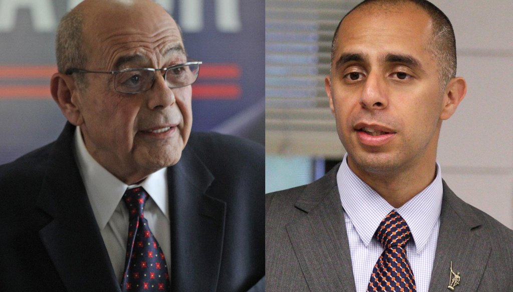 Vincent "Buddy" Cianci, an Independent, and Jorge Elorza, a Democrat, both candidates for mayor of Providence (The Providence Journal / Steve Szydlowski and Kris Craig)