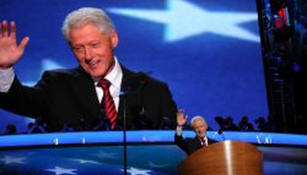Former U.S. President Bill Clinton gestures while speaking during day two of the DNC in Charlotte on Wednesday night. President Barack Obama’s nomination acceptance speech is tonight.