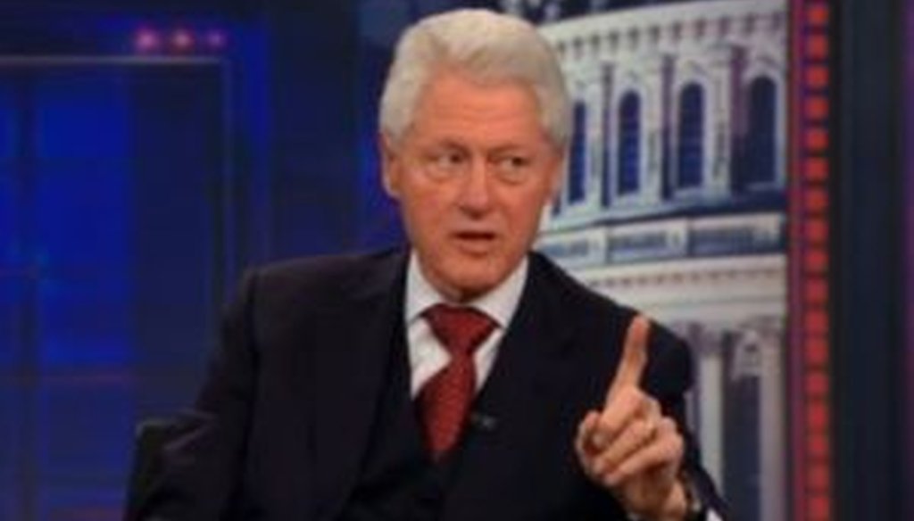 Former President Bill Clinton discussed the costs of renewable energy versus nuclear power during a visit to "The Daily Show with Jon Stewart."